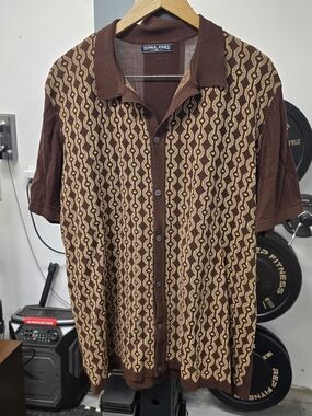 PJ PAUL JONES Brown Knit Polo Shirt